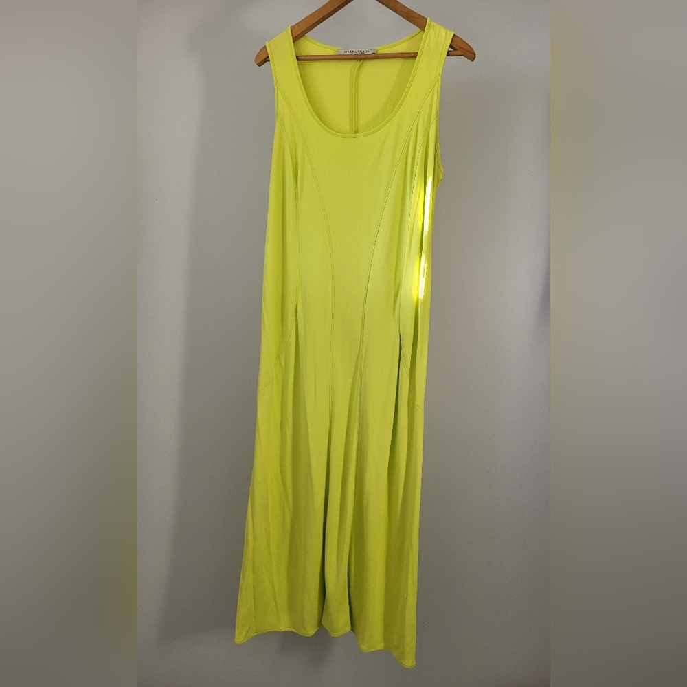Marina Rinaldi Lime Green Sleeveless Midi Dress – EUC US 12